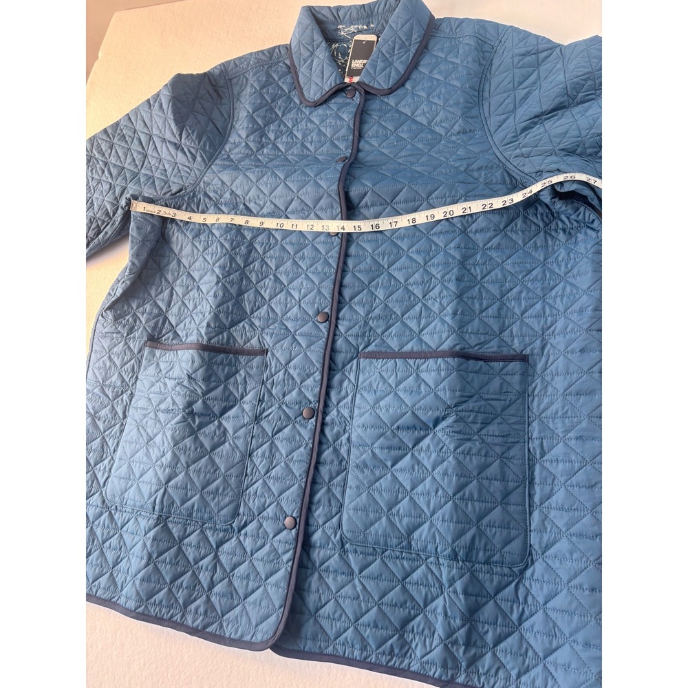 Lands‎ End Womens Quilted Barn Jacket Evening Blue Floral Lining 526060 2X NWT - Picture 3 of 11